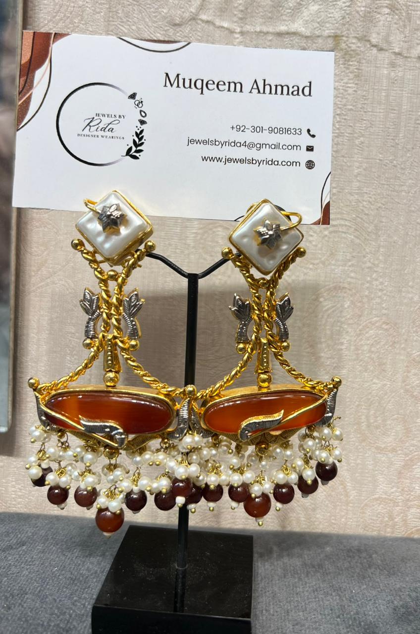 Handcrafted Bi-coloured Stone Earring