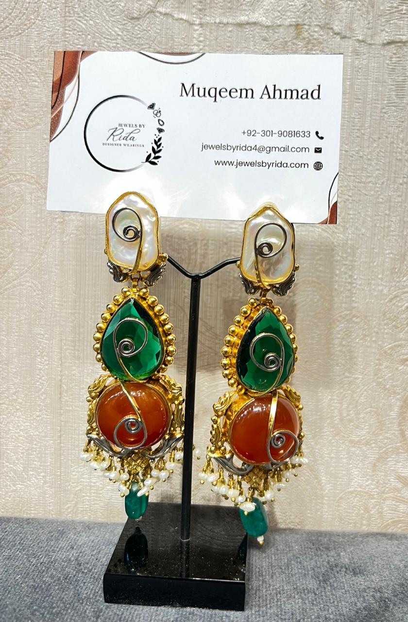 Handcrafted Tricolour Earrings