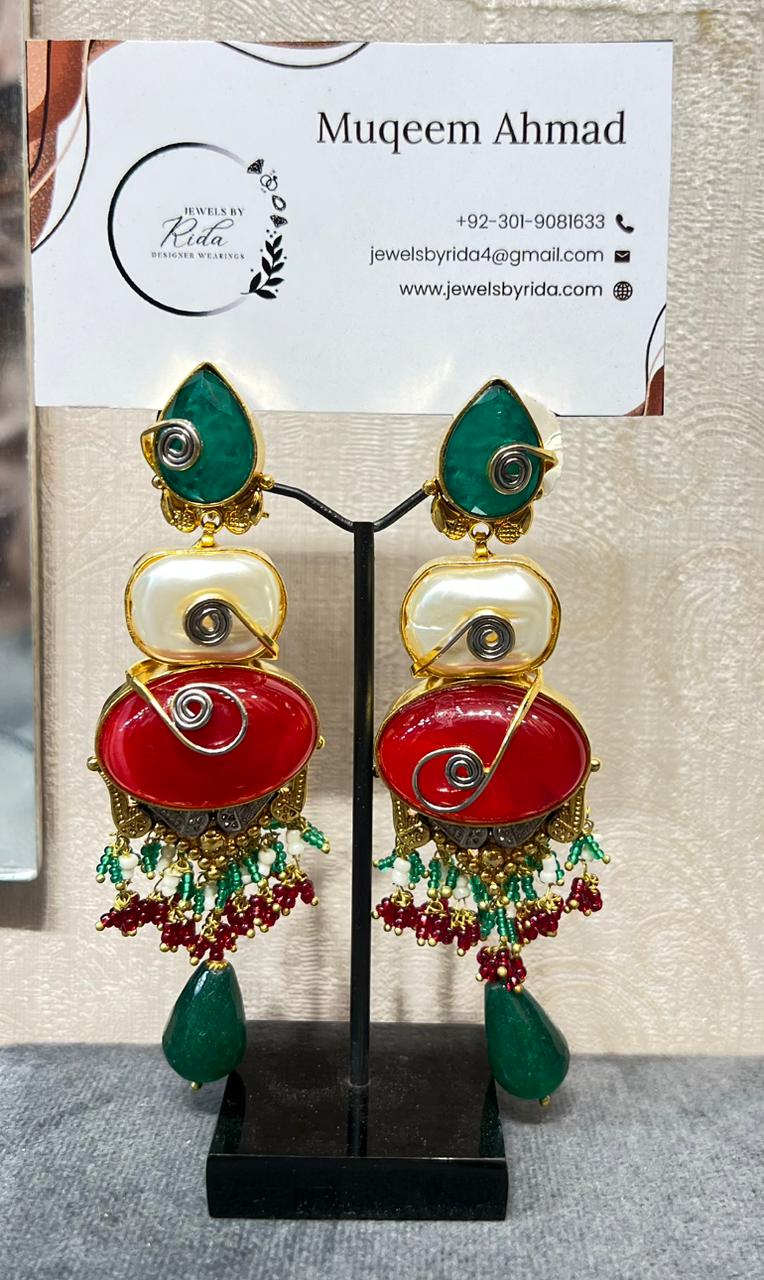 Handcrafted Tricoloured Earrings