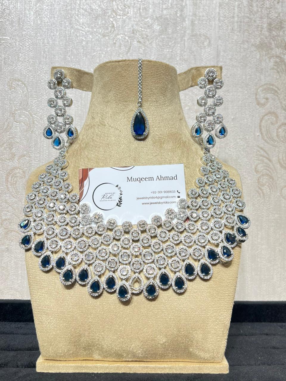 Bridal Silver Statement Necklace Set