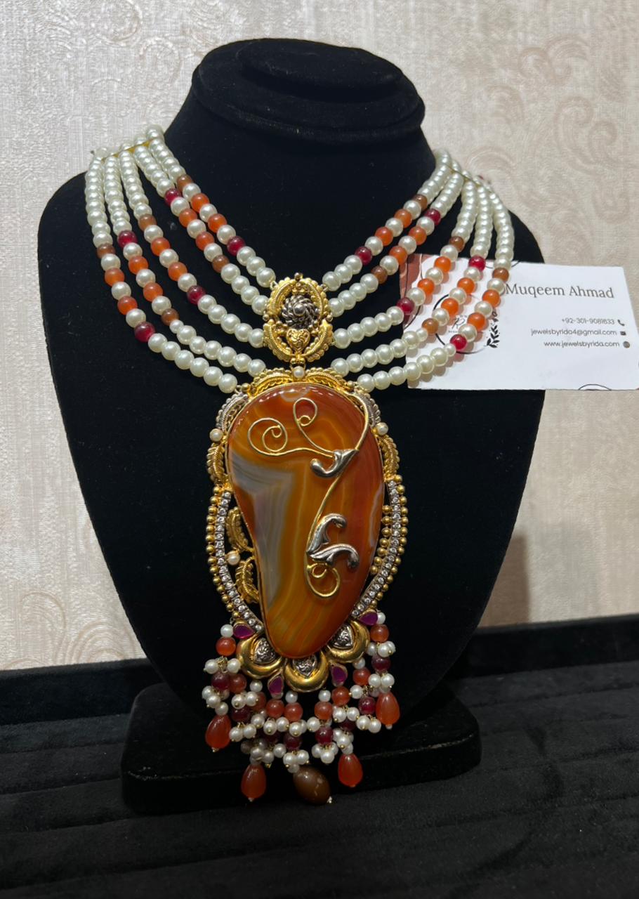 Ottoman-Inspired Orange Stone Pendant