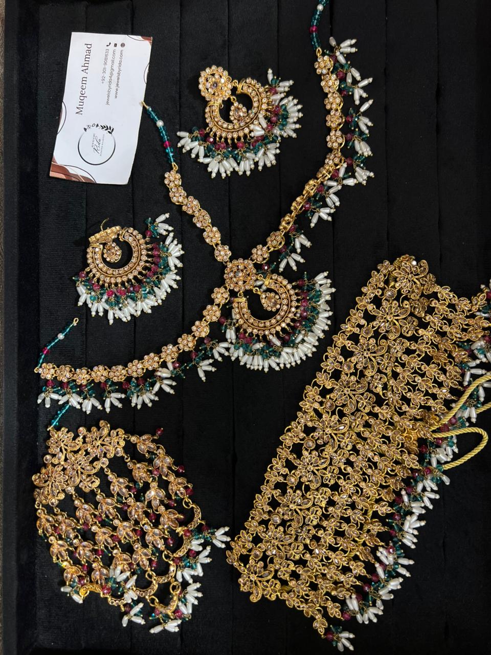 Traditional Bridal Choker Set with Earrings, Jhumar &amp; Heavy Tikka