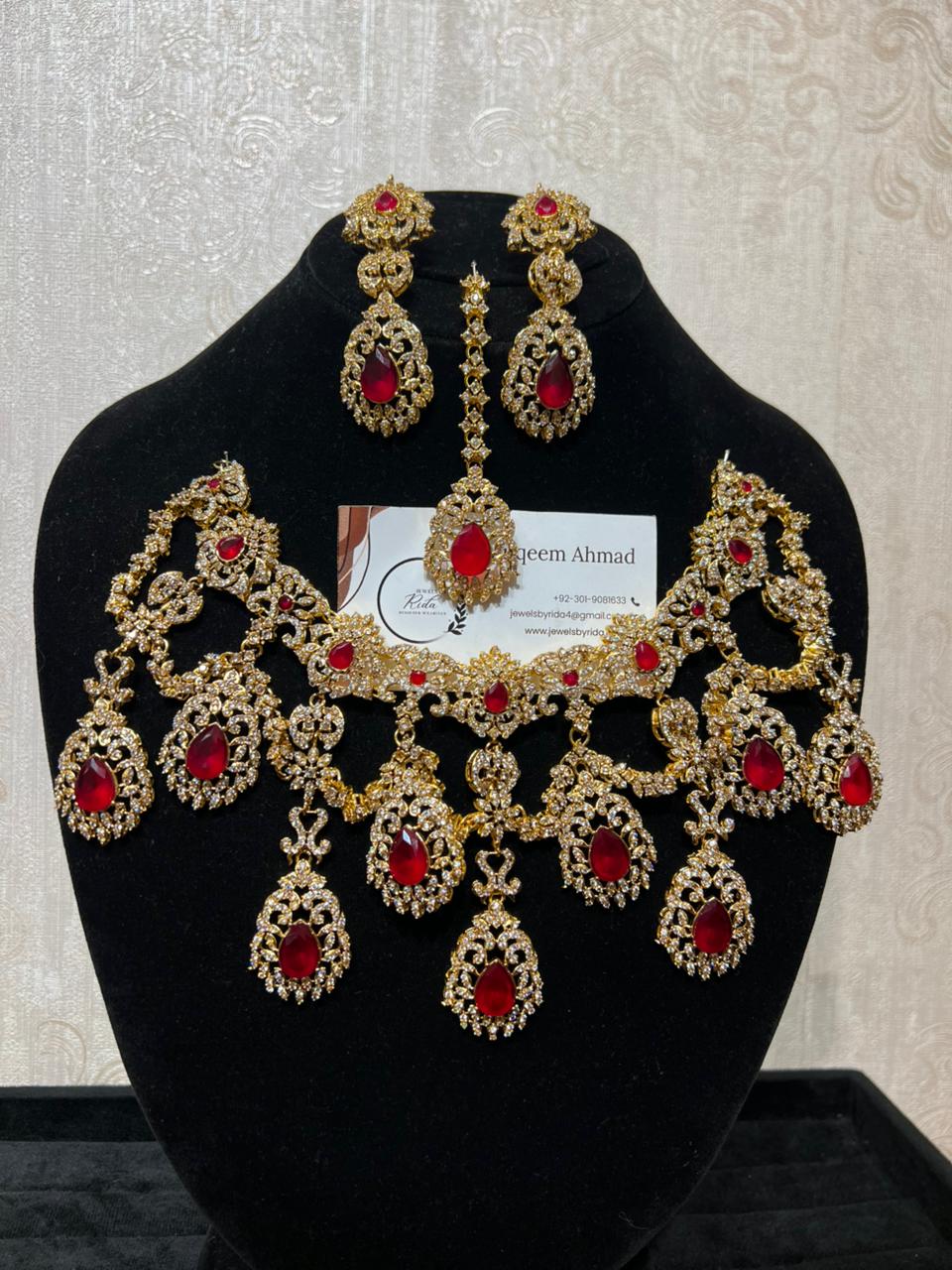 Designer Red Stone Jewellery Set for Festive Wear